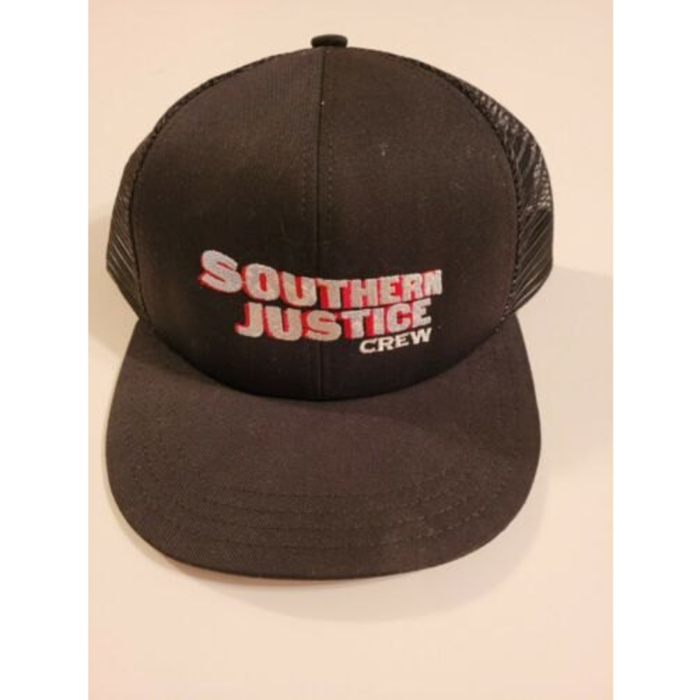 Southern Justice Crew Snapback Trucker Cap Black Embroidered , No Tags